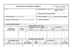DD Form 108 – Application for Retired Pay Benefits